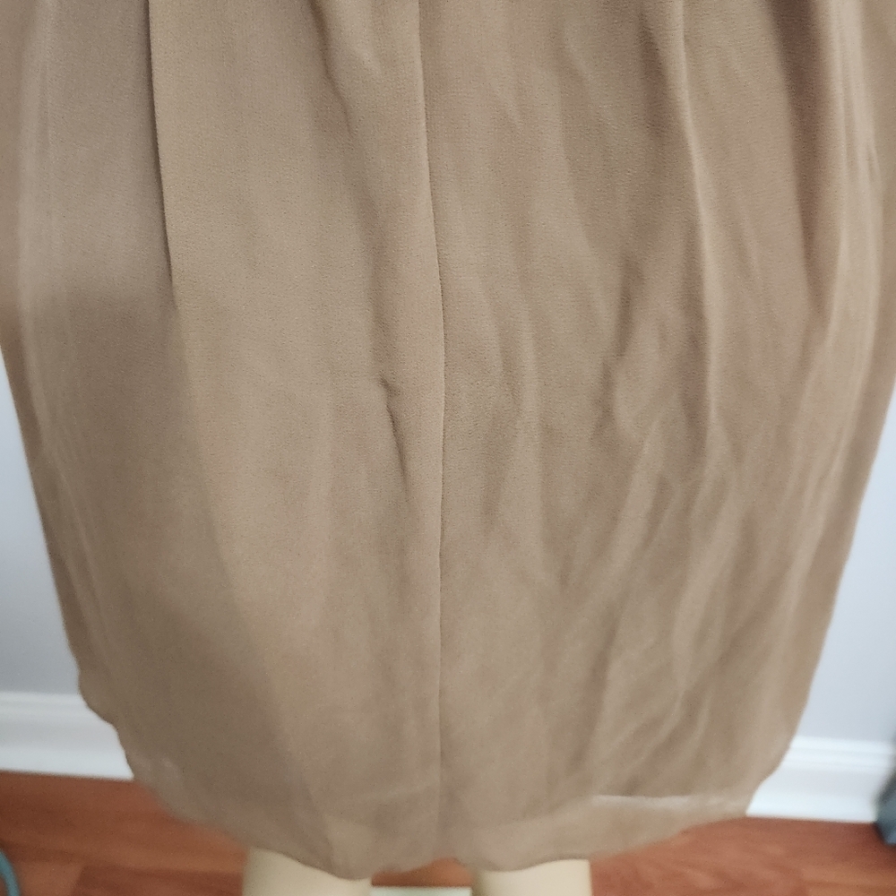Elegant Lace Overlay Dress - Cream and Brown - Picture 5 of 7